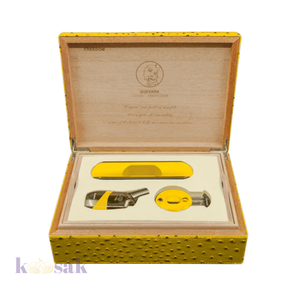 Guevara Display Humidor - Yellow Leather